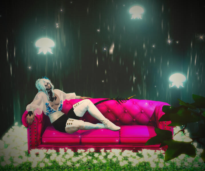 Yomi reclined upon a couch